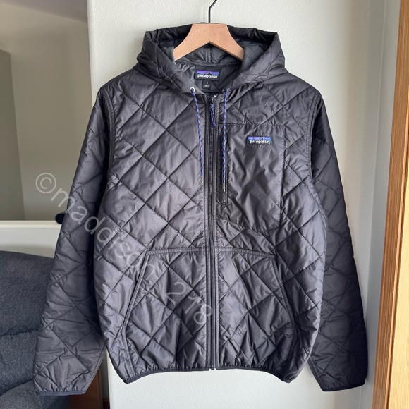 Patagonia Diamond Quilted Bomber Hoody Small Men’s Black Puffer Jacket S - Picture 11 of 11